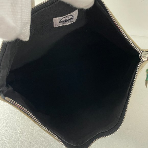 Jerome Gruet Beige Canvas Embroidered Leaf Pouch - Picture 9 of 11